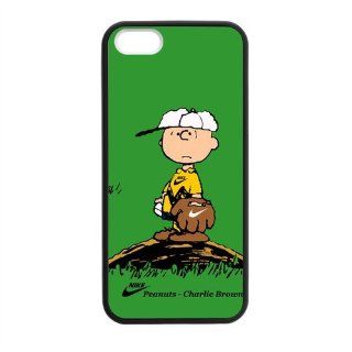 Peanuts Charlie Brown and Snoopy Apple Iphone 5S/5 Case Cover TPU Laser Technology NIKE Anime Comic Cartoon Baseball Cell Phones & Accessories