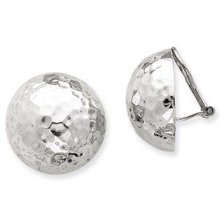 14k White gold 20mm Hammered Non pierced Earrings Vishal Jewelry Jewelry