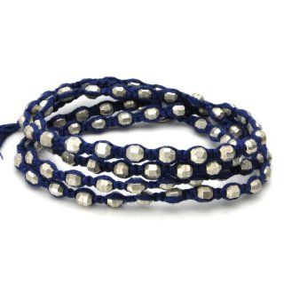 Chan Luu Bracelet with Large Silver Indian Beads on Water Lily Cotton Cord. Wrap Bracelets Jewelry