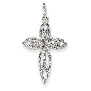 14k White Gold Diamond Cross Pendant. Carat Wt  0.26ct. Metal Wt  1.58g Jewelry