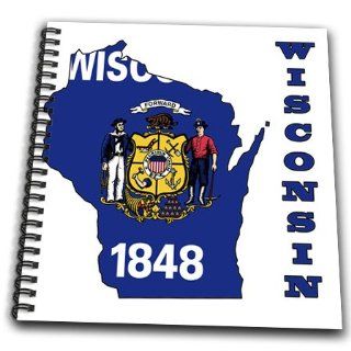 db_58770_1 777images Flags and Maps   States   Wisconsin state flag in the outline map and letters for Wisconsin   Drawing Book   Drawing Book 8 x 8 inch