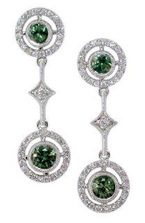 18KW Green Sapphire & Diamond Earrings Judy Mayfield Jewelry