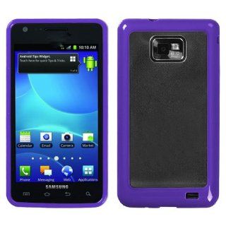 Transparent Gummy Protector Skin Cover (Faceplate/Snap On) Hybrid Cell Phone Case for Samsung Galaxy S II / SGH i777 AT&T   Transparent Clear/Solid Purple Cell Phones & Accessories