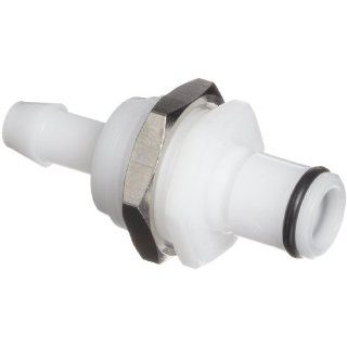 Value Plastics XQCBM755 1006 B Natural Acetal Tube Fitting, Barbed Open Flow Panel Mount Coupling, 1/4" (6.4 mm) Tube ID, Male (Pack of 10) Barbed Tube Fittings