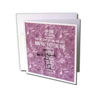 gc_29091_1 777images Designs Graphic Design Bible Verse   John 3 16 bible verse in the form of a cross reflected on rose colored granite print   Greeting Cards 6 Greeting Cards with envelopes 