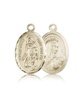 Free Engraving Included Medal 14k Gold St. Saint Peregrine Medal 1" 0046PKT w/o Chain w/Box Patron Saint of Cancer/Running Sores Jewelry