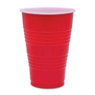 Genuine Joe GJO11251 Plastic Party Cup, 16 Ounce Capacity, Red (Pack of 50)
