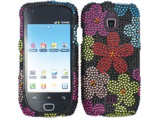 Red Pink Green Flowers Faceplate Diamond Crystal Hard Skin Case Cover for Samsung Exhibit 1 One 4G SGH T759 Cell Phones & Accessories