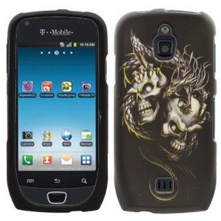 Black Silver Dragon Skull Rubber Coating Hard Case Faceplate for Samsung Exhibit 4g T759 /T mobile Cell Phones & Accessories