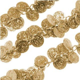 Bright Gold Plated 10mm Coin Charm Chain   Bulk By The Foot
