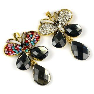 Huan Xun Bling Butterfly Charm Pendant for Necklace and Scarves Diy 2pcs/lot with 1pc of Each Color Jewelry