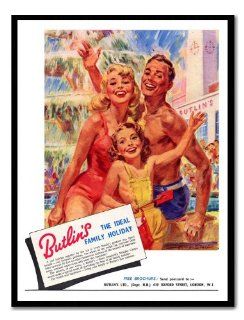 Iposters Butlins Seaside Holiday Advert Poster Print Magnetic Memo Board Black Framed   41 X 31 Cms (approx 16 X 12 Inches)  