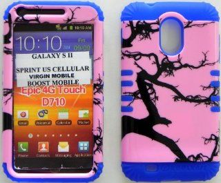 Heavy Duty Double Impact Hybrid Cover Case Real Tree Pink Camo Snap on Over Blue Soft Silicone Samsung S2 Galaxy Epic 4g Touch D710 R760 for Sprint/boost Mobile/virgin Mobile/us Cellular Cell Phones & Accessories