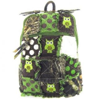 Cute Patchwork Camo Owl Small Backpack Purse Green Camouflage Clothing