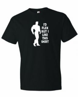 Men's I'd FLEX But I Like This Shirt Funny Workout Gym Muscle T Shirt Clothing