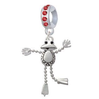 Silver Floppy Frog "Light Siam" Crystal Charm Bead Hanger [Jewelry] Jewelry