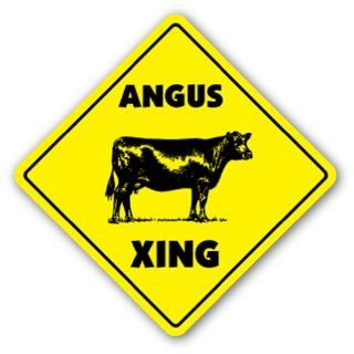 ANGUS CROSSING Sign xing gift novelty cattle cow steer beef steak meat  Street Signs  Patio, Lawn & Garden