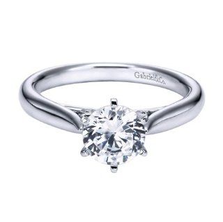 14K White Gold Contemporary Solitaire Engagement Ring  Does not Include The Center Diamond Jewelry