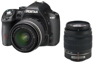 Pentax K 50 16MP Digital SLR Camera Kit with DA L 18 55mm WR f3.5 5.6 and 50 200mm WR Lenses (Black)  Camera & Photo