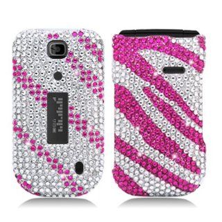 [Buy World, Inc] for Alcatel One Touch 768 (T mobile/metropcs) Luxury Full Diamond, Zebra Hot Pink+white Cell Phones & Accessories