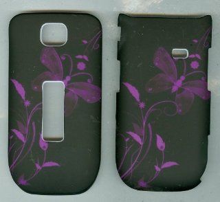 Black Purple Butterfly Faceplate Hard Case Protector for Alcatel One Touch 768 ( Metro PCS , T mobile ) Cell Phones & Accessories