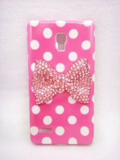 Pink Bow Cute Lovely 3D Bling Special Party Dot Pattern Case Cover For LG Optimus L9 P769 4G (T Mobile) Cell Phones & Accessories
