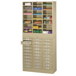Tennsco Legal Size Stackable 30 Drawer Cabinet with Literature Organizer  Stackable Small Trays 