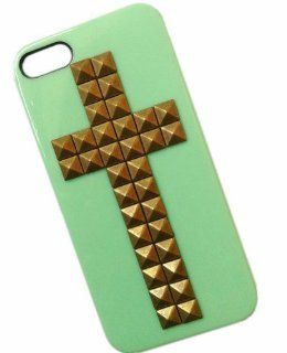 My8 Green Pyramid Studs Spikes Cross iPhone 4/4S Case Handmade Punk Bronze Back Protector Cover for Apple iPhone 4 4G 4S Cell Phones & Accessories