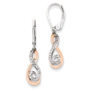 Sterling Silver & Rose Gold Diamond Fashion Earrings Jewelry