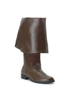Mens Brown Leatherette Folded Pirate Boots   11 Clothing