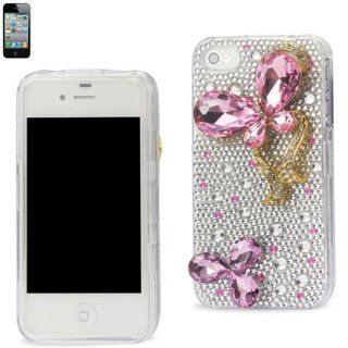 Apple 3D Diamond Protector Cover for iPhone 4S   Retail Packaging   Butterfly Pink Cell Phones & Accessories
