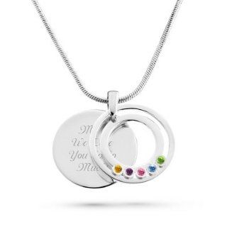 Personalized Family Circle Movable 5 Birthstone Pendant Jewelry