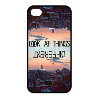 First Design Funny Quotes For Life look at things different RUBBER iphone 4 4s Durable Case Cell Phones & Accessories