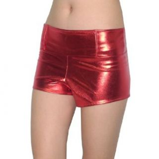 Mpinky Womens Thai Exotic Sexy Shiny Fitted Metallic Casual Shorts Medium Red Clothing
