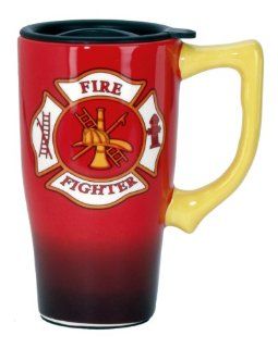 Spoontiques Firefighter Travel Mug, Red Kitchen & Dining