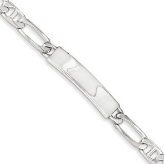 Sterling Silver Polished Engraveable Anchor Link ID Bracelet Jewelry