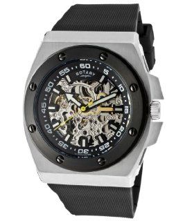 Rotary Men's Automatic Skeletonized Silver/Black Dial Black Rubber at  Men's Watch store.