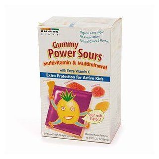 Rainbow Light Gummy Power Sours Multivitamin with Extra Vitamin C for Active Kids, Sour Fruit 30 packets Health & Personal Care
