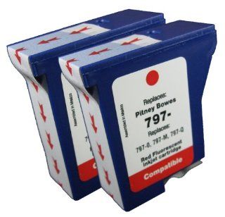 2pk brand new Compatible 797 0 797 M 797 Q Postage Meter ink for use in Pitney Bowes MailStation, K700, K7M0, MailStation 2 machines Red fluorescent Electronics