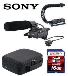 Sony XLRK1M XLR K1M Balanced Audio Adapter for Alpha Camera (Black) + Sony Case + ForeGrip Action Handle + 16GB Class 10 Deluxe Kit  Slr Digital Cameras  Camera & Photo