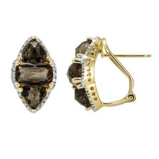 14K Yellow Gold 5.89ct Gates to Paradise Diamond & Topaz Gemstone Stud Earrings Jewelry