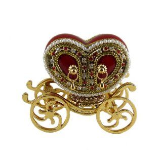 Red Carriage Egg Jewelry Box   Heart Shaped   with Swarovski Crystals   Decorative Boxes