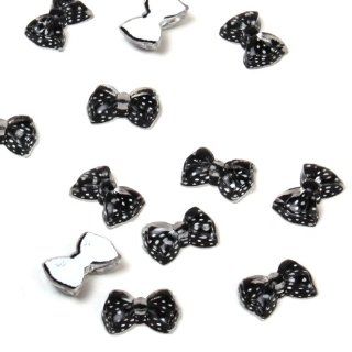 Yesurprise 20pcs Acrylic 3D Bow Tie Stickers Beads Nail Art Tips DIY Decorations Transparent Black with White Dot  Beauty