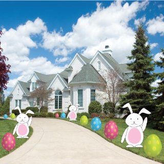 Easter Egg and Bunnies Pathway Markers   Easter Yard Decorations   Childrens Party Decorations