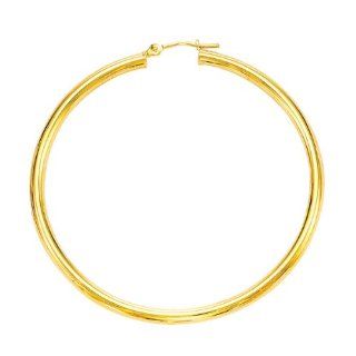 14k Yellow Gold 55 mm X 2 mm Hoop Earrings Jewelry