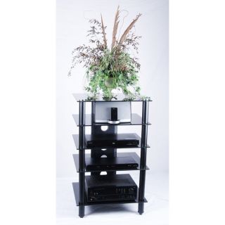 RTA Home and Office T1D 137BK NEW Tier One Designs Black Glass and Aluminum Component Audio Rack   Media Storage