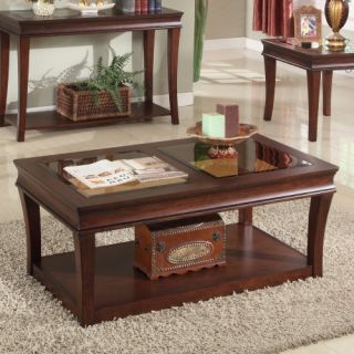 Parker House Afton Rectangle Espresso Wood and Glass Coffee Table with Casters   Coffee Tables