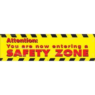 Accuform Signs MBR802 Reinforced Vinyl Motivational Safety Banner "Attention You are now entering a SAFETY ZONE" with Metal Grommets, 28" Width x 8' Length, Black/Red on Yellow Industrial Warning Signs