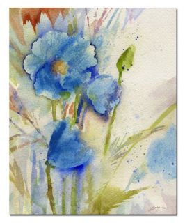 Magical Blue Poppy Canvas Art by Sheila Golden   Watercolor Art