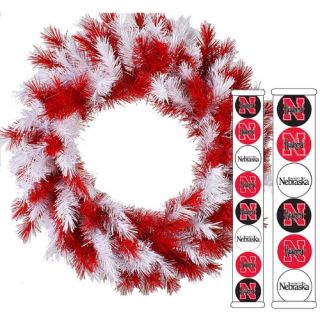 24 in. Collegiate Unlit Wreath with 14 Collegiate Ornaments   Holiday Decorations
